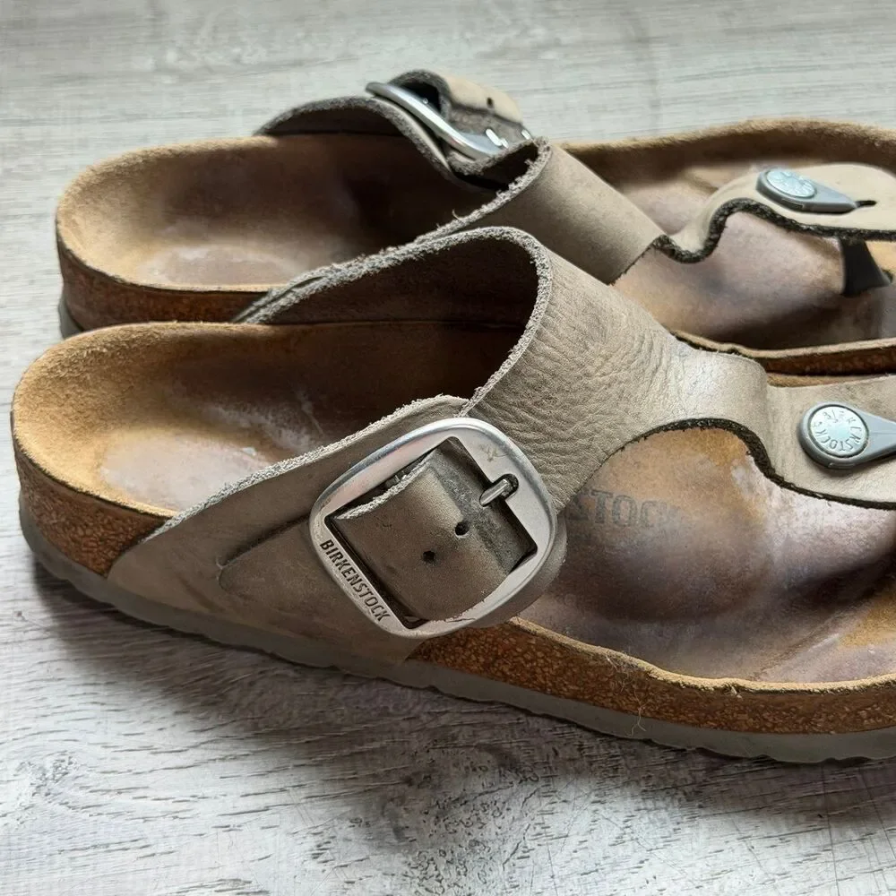 Birkenstock Gizeh Natural Leather Big Buckle Womens Sandals 39 Regular Width - Picture 6 of 9